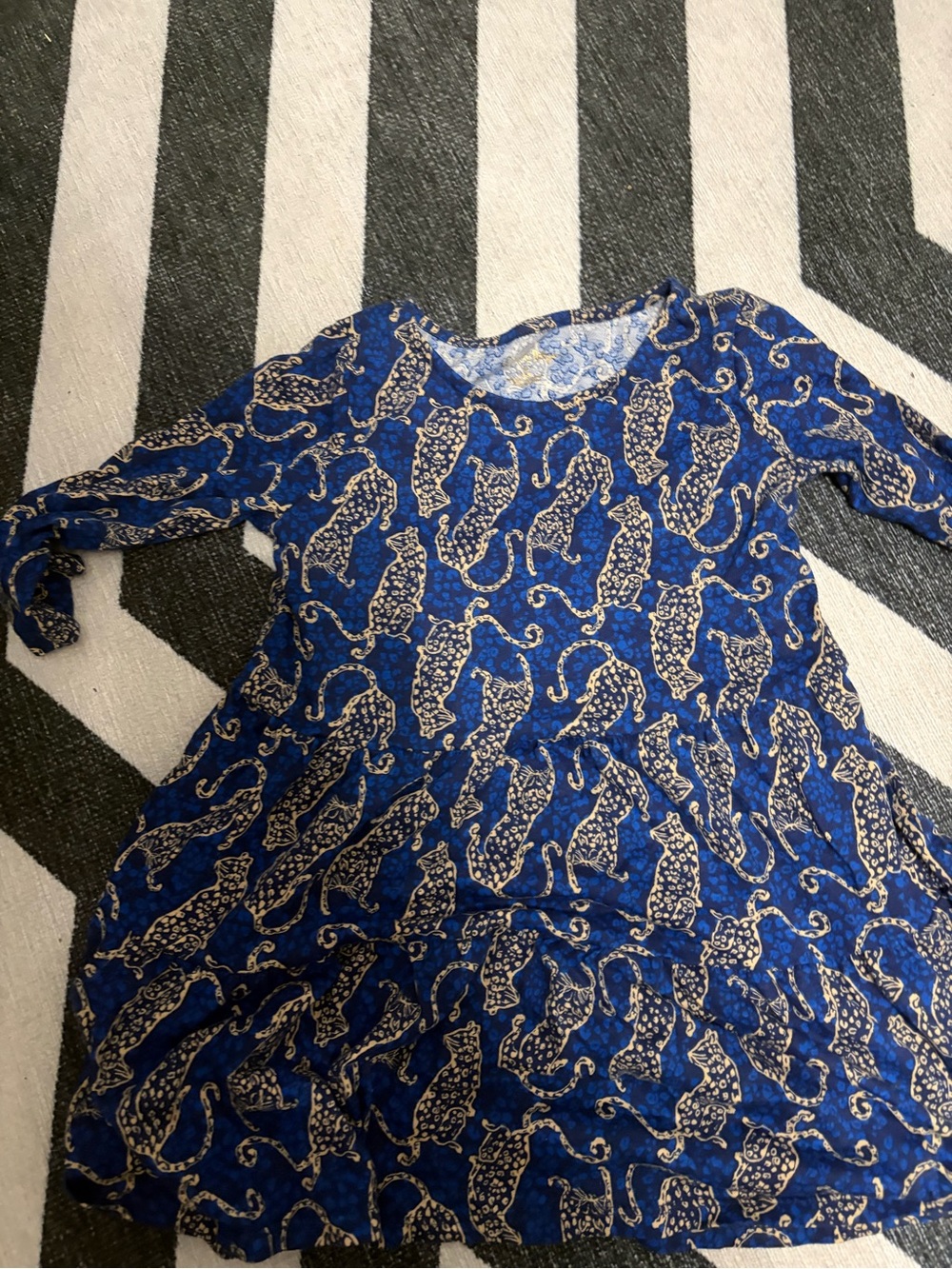 Lilly Pulitzer Blue Leopard Print Long Sleeve Dress